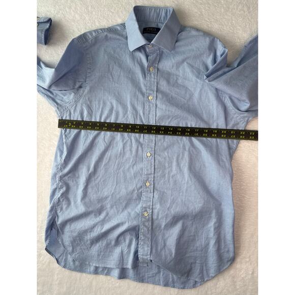 Polo Ralph Lauren Long Sleeve Button Down Shirt Size 16 32/33 Blue Glen Plaid - Picture 5 of 6